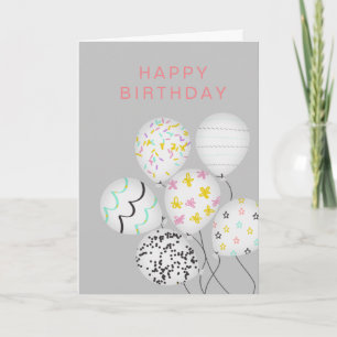 Tarjeta fiesta de globo lindo feliz cumpleaños doblado