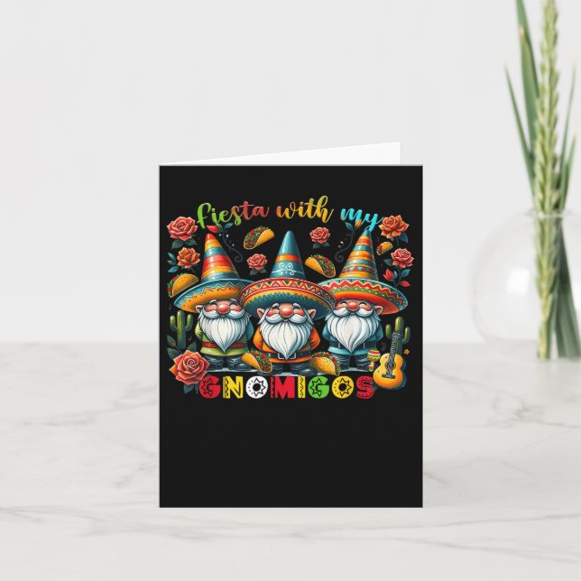 Tarjeta Fiesta de Gnome con mi Gnomigos mexicanos Cinco (Anverso)