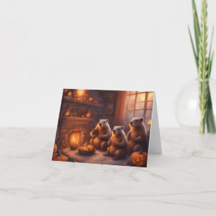 Tarjeta Fiesta de Halloween de Beaver Family