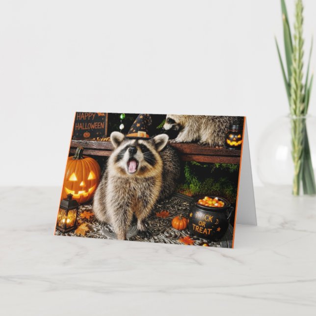 Tarjeta Fiesta de Halloween de MAPACHE (Anverso)