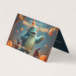 Tarjeta Fiesta de Halloween de Monstruo Feliz para Niños