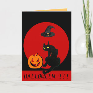 TARJETA FIESTA DE HALLOWEEN DEL GATO NEGRO