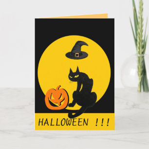 TARJETA FIESTA DE HALLOWEEN DEL GATO NEGRO