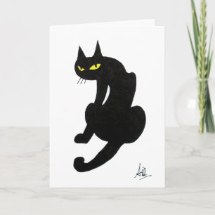 TARJETA FIESTA DE HALLOWEEN DEL GATO NEGRO