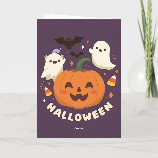 Tarjeta Fiesta de Halloween Espeluznante y Linda (Reverso)