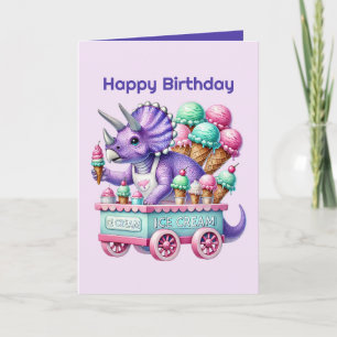 Tarjeta Fiesta de helados de dinosaurios para niños Unisex