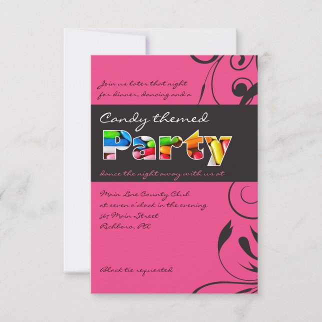 Tarjeta Fiesta de invitación para Bat Mitzvah (Anverso)