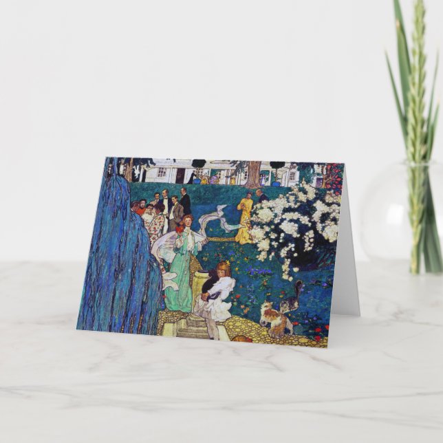 Tarjeta Fiesta de jardín con gato, Jessie Willcox Smith (Anverso)