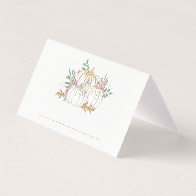 Tarjeta Fiesta de la Caída de la Calabaza Purpurina Floral (Anverso)