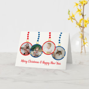 Tarjeta Fiesta de la foto de los adornos de Navidad azul r