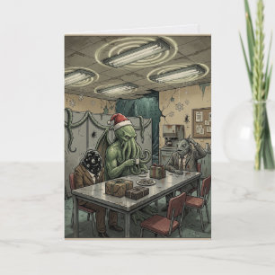Tarjeta Fiesta de Navidad de la Oficina de Cthulhu