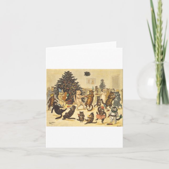 Tarjeta Fiesta de Navidad de Louis Wain (Anverso)