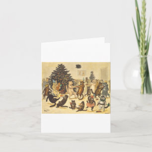 Tarjeta Fiesta de Navidad de Louis Wain