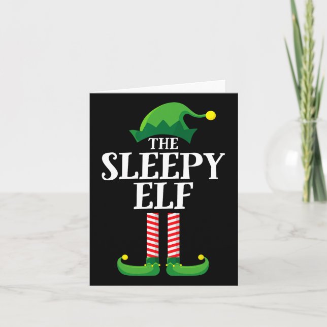 Tarjeta Fiesta de Navidades de grupo familiar Sleepy Elf M (Anverso)
