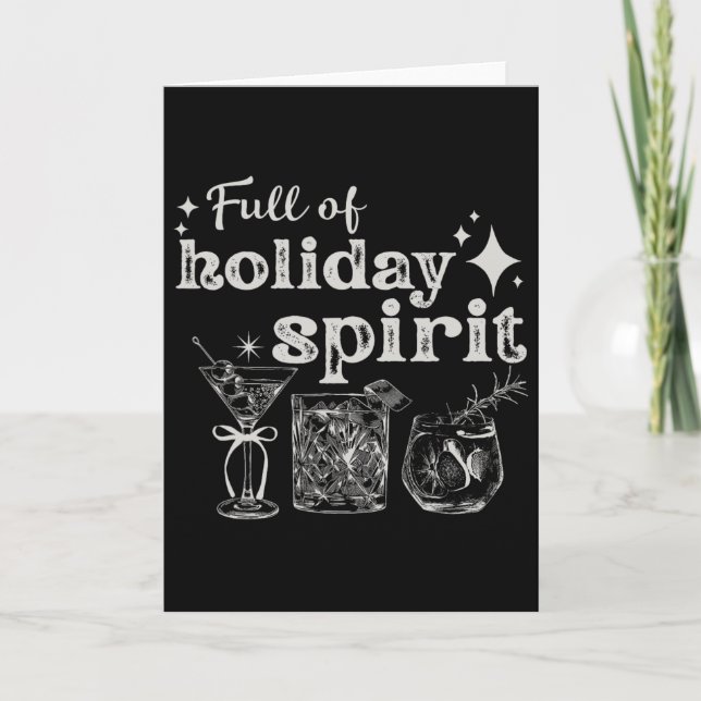 Tarjeta Fiesta De Navidades De Vino De Espíritu De Festivi (Anverso)