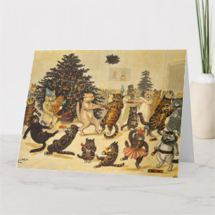 Tarjeta Fiesta de Navidades del gato - Louis Wain