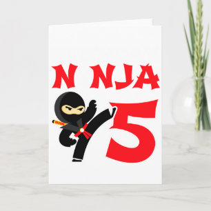 Tarjeta Fiesta de Ninja de Karate de 5 Años Camiseta Cumpl