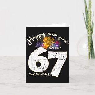 Tarjeta Fiesta de Nochevieja 2026 feliz 67 Seis Siete Meme