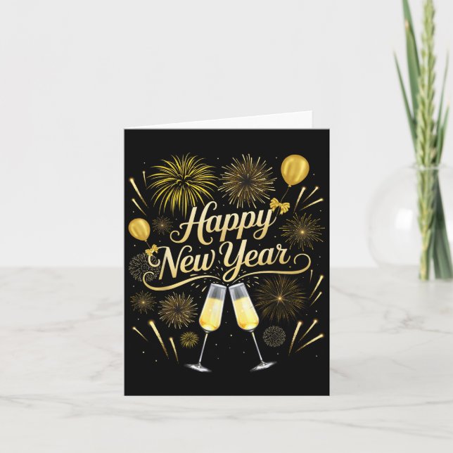 Tarjeta Fiesta de Nochevieja Nye Familia Feliz Año Nuevo  (Anverso)