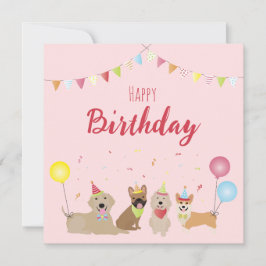 Tarjeta Fiesta de Perro de Cumpleaños Feliz