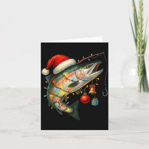 Tarjeta Fiesta de Pescado de Salmón Divertida Navidad