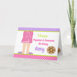 Tarjeta Fiesta de pijamas y panqueques de traje