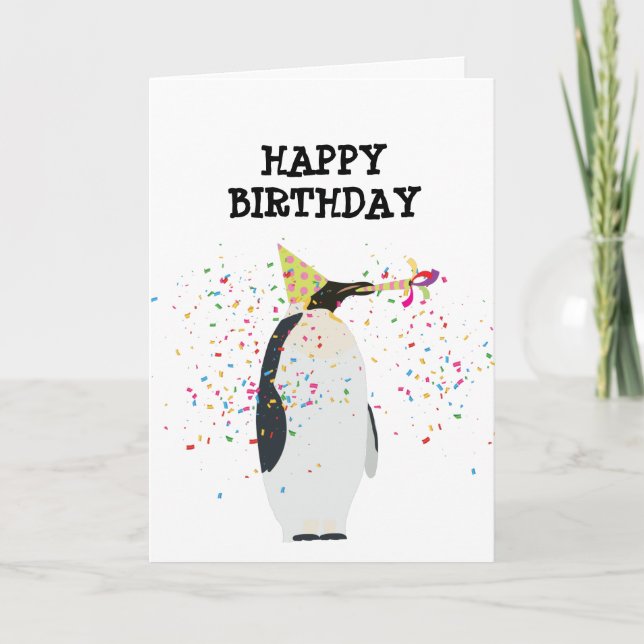 Tarjeta Fiesta de pingüinos - Animales con Fiesta (Anverso)