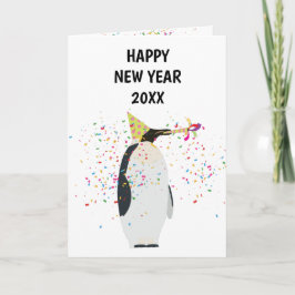 Tarjeta Fiesta de pingüinos - Año nuevo feriado de los ani