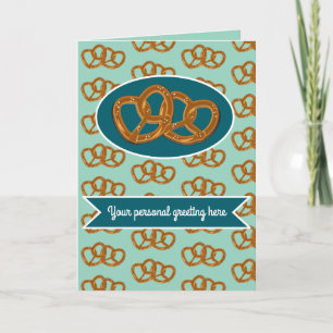 Tarjeta Fiesta de Pretzel: Atando el Nudo Teal y Aqua pers