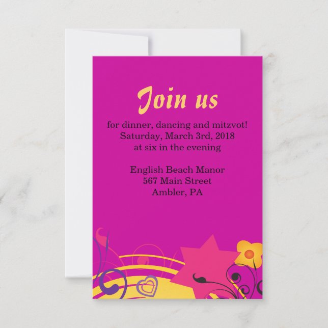 Tarjeta Fiesta de recepción de Bat Power Bat Mitzv (Anverso)