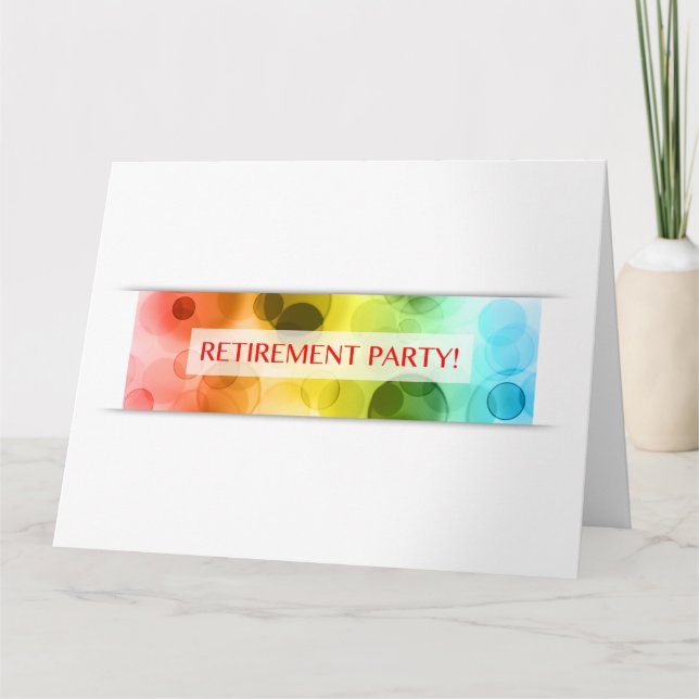 Tarjeta fiesta de retiro (bokeh de arco iris) (Anverso)