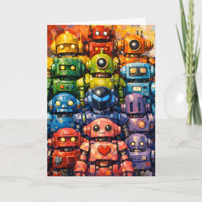 Tarjeta fiesta de robots (Anverso)