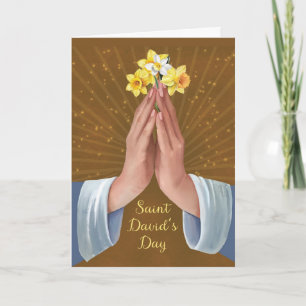 Tarjeta Fiesta de San David Bendiciones Manos en Oración