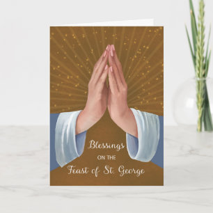 Tarjeta Fiesta de San Jorge Bendiciones Manos en Oración