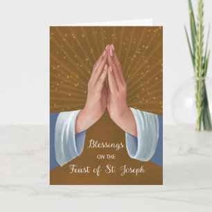 Tarjeta Fiesta de San José Bendiciones Manos en Oración