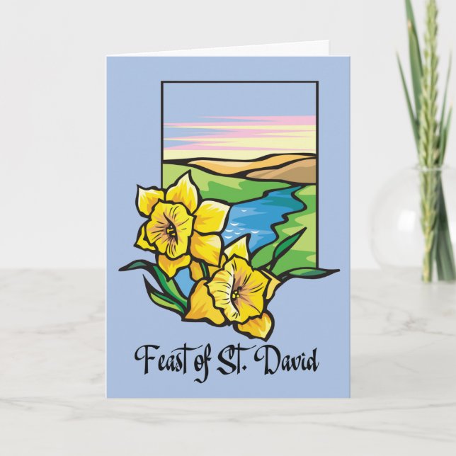 Tarjeta Fiesta de St. David Daffodils con al aire libre en (Anverso)