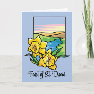 Tarjeta Fiesta de St. David Daffodils con al aire libre en