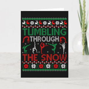 Tarjeta Fiesta de suéter feo de Navidad de gimnasia de tum