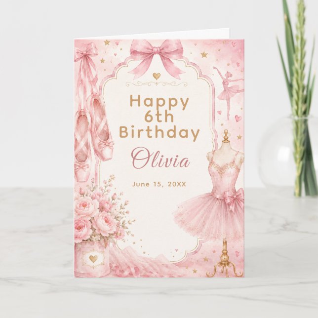 Tarjeta Fiesta de Tutú de Ballet Rosa (Anverso)