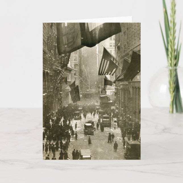 Tarjeta Fiesta de Wall Street, extremo de WW1, 1918 (Anverso)