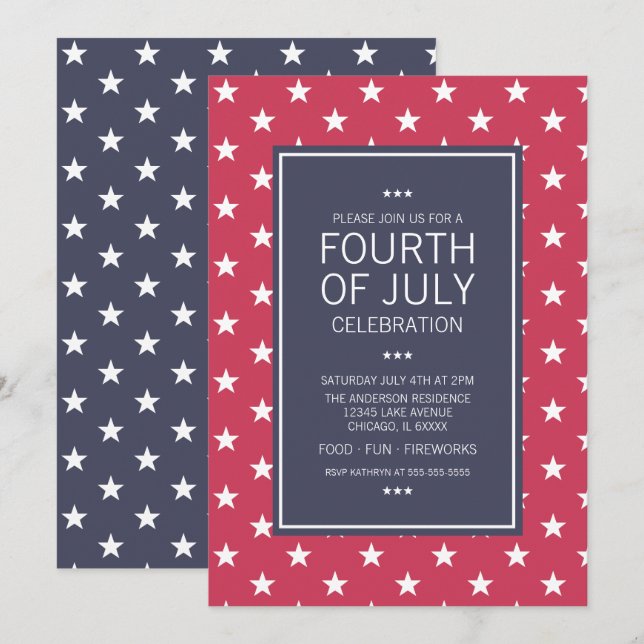 Tarjeta Fiesta del 4 de julio, Día de la Independe (Anverso / Reverso)