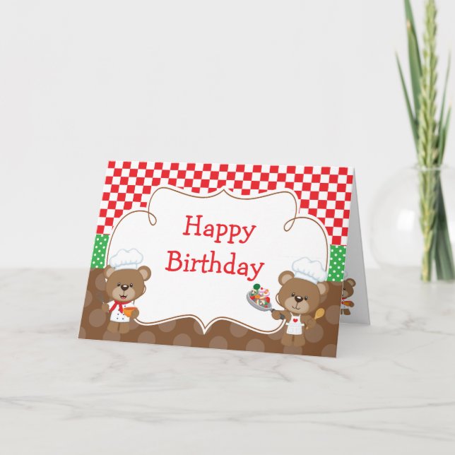Tarjeta Fiesta del oso del chef cocinador (Anverso)