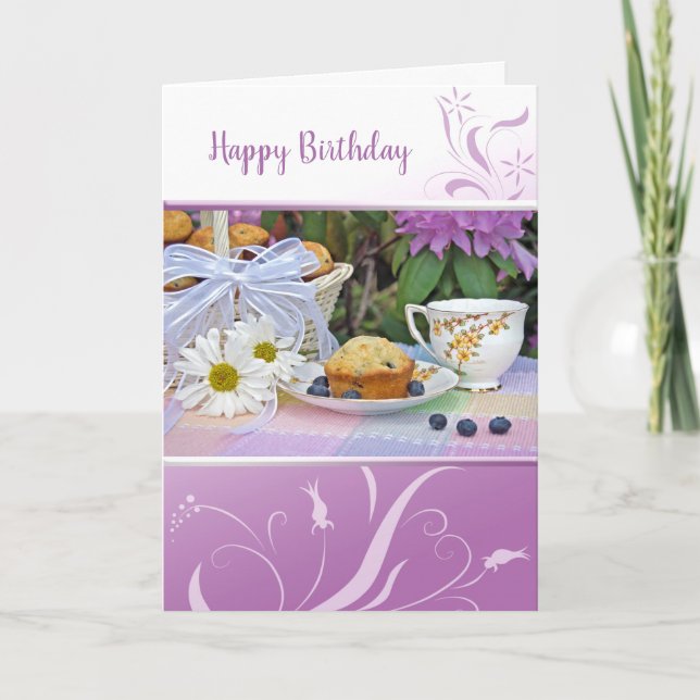 Tarjeta Fiesta del té de cumpleaños (Anverso)