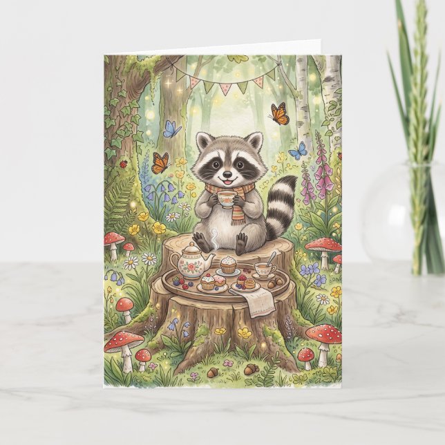 Tarjeta Fiesta del té de mapache (Anverso)