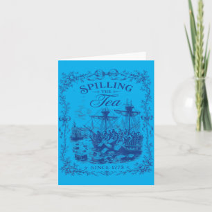 Tarjeta Fiesta del Té de Toile Azul Derramando El Té Desde
