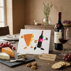 Tarjeta Fiesta divertida de vino y queso