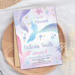 Tarjeta Fiesta editable bajo el mar para Chicas<br><div class="desc">¡Que la magia de cumpleaños empiece bajo el mar! Esta caprichosa Sirenita Tails Birthday Invitation presenta múltiples colas de sirena coloridas, burbujas y elementos oceánicos en una paleta pastel arcoiris, perfecta para niñas que sueñan con una celebración mágica inspirada en el mar. Ya sea que esté planeando un fiesta de...</div>