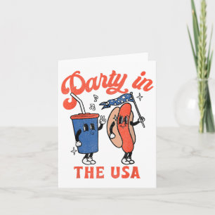 Tarjeta Fiesta En Estados Unidos 4 De Julio Refresco Lindo