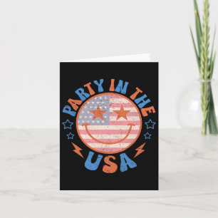 Tarjeta Fiesta En Estados Unidos Cara Feliz Sonrisa Bander
