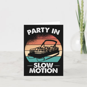 Tarjeta Fiesta En Movimiento Lento Pontoon Bote Sunset